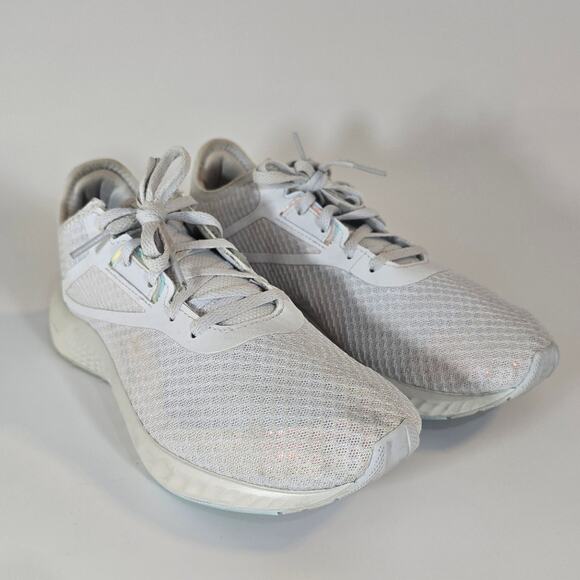 L Reebok Women's Flashfilm 3.0 Running Shoe Cold Grey/Glass Blue/White Size 6.5 - Picture 2 of 10